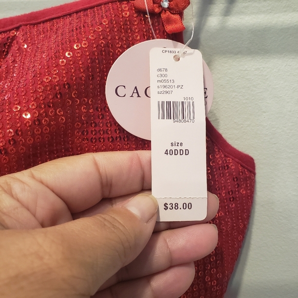 NWT Cacique Sequin Red Cami Bra - Sz 40DDD - Picture 4 of 7